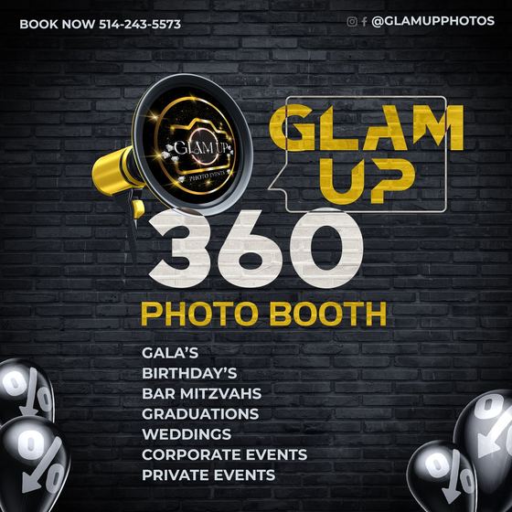 Glam Up: 360 photo booth flyer