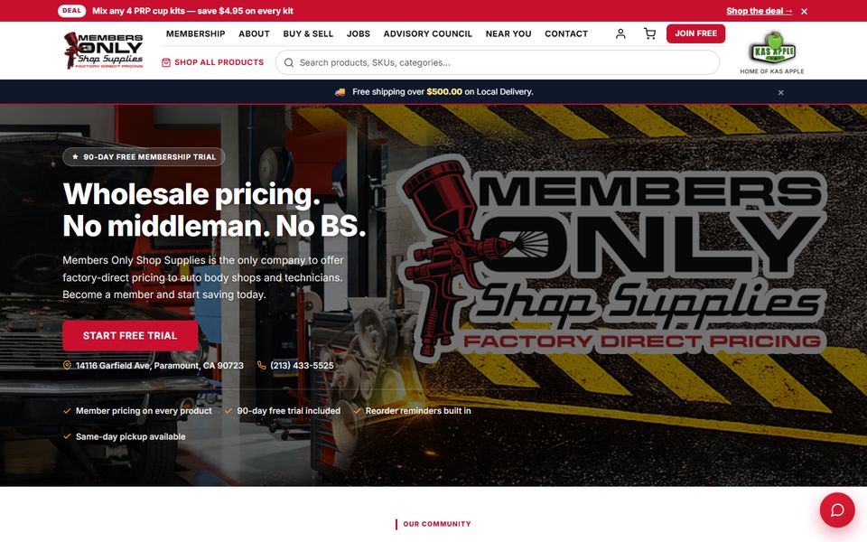 Screenshot of Members Only Shop Supplies