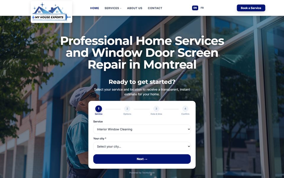 Screenshot of the My House Experts website