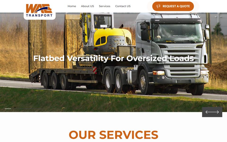 Screenshot of the WAE Transport website